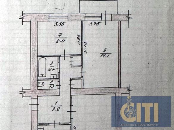 3-кімнатна квартира на першому поверсі по проспекту Миру під бізнес, 63 м²
