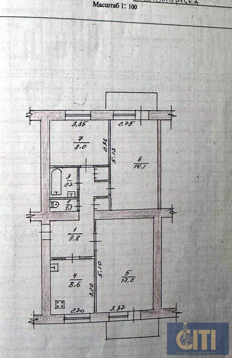3-комнатная квартира на первом этаже по проспекту Мира под бизнес, 63 м² 3-кімнатна квартира на першому поверсі по проспекту Миру під бізнес, 63 м²